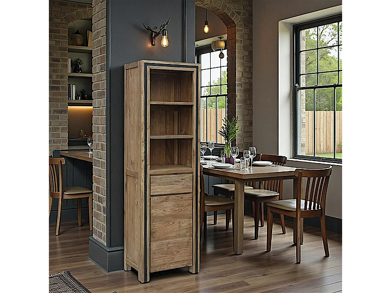 Colonne rangement en bois recyclé de teck 1 porte VADOD