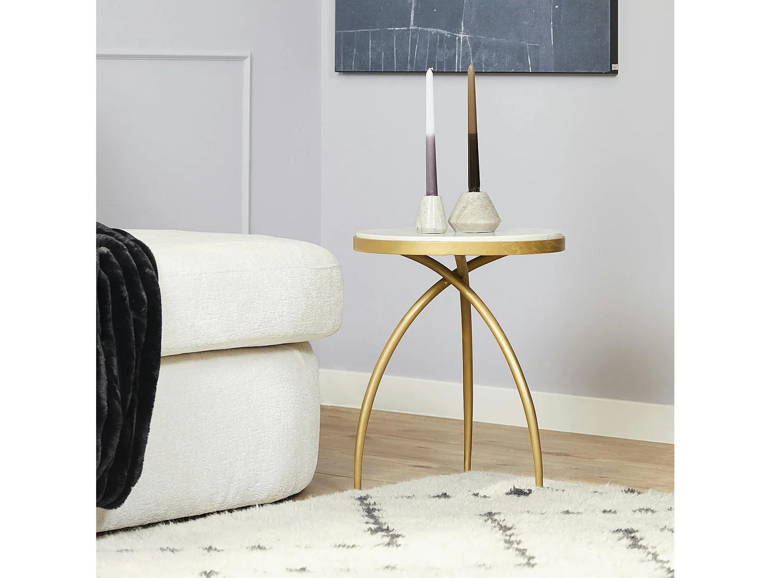 Bout de canapé design en marbre blanc DUOMO