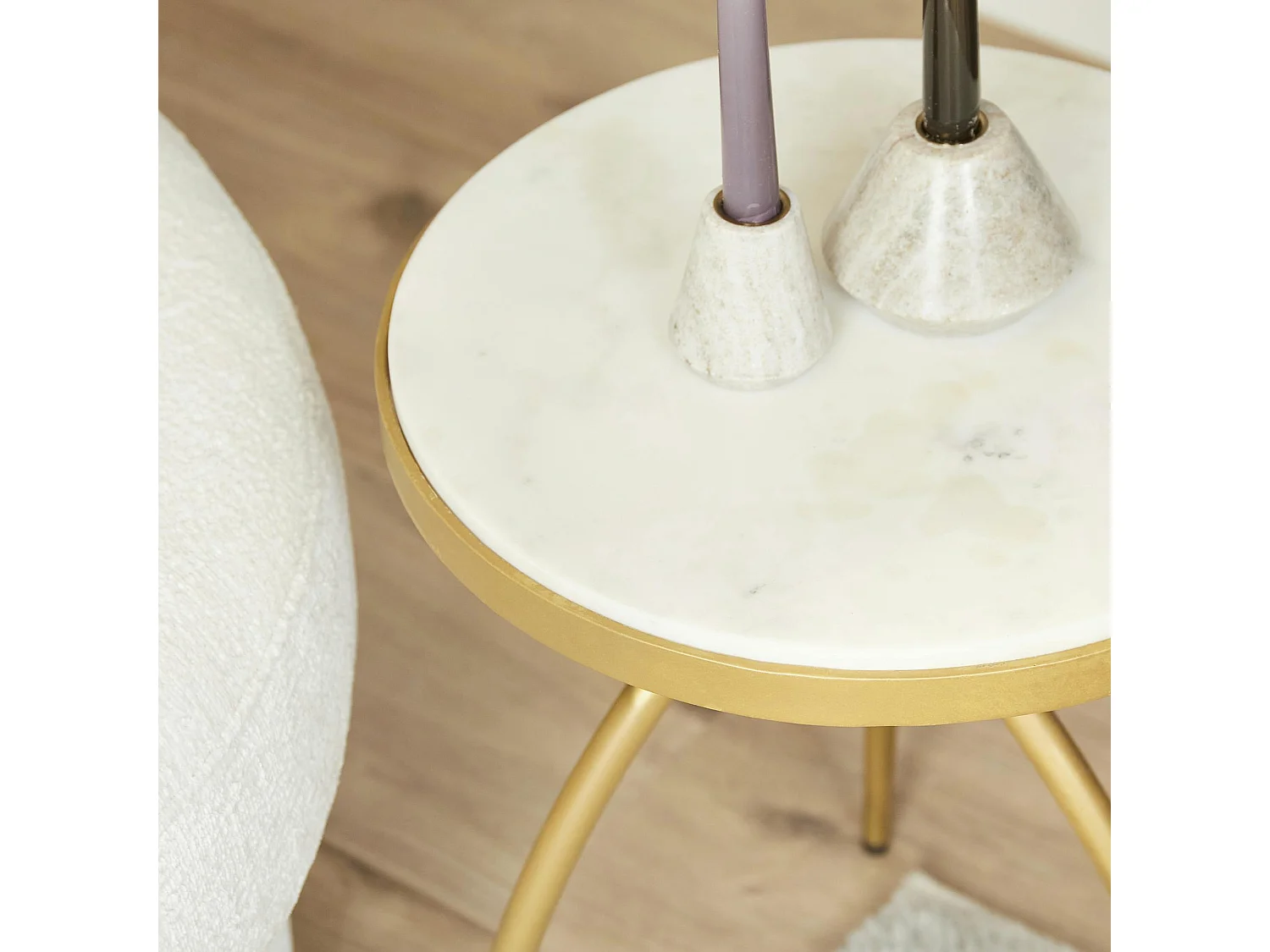 Bout de canapé design en marbre blanc DUOMO