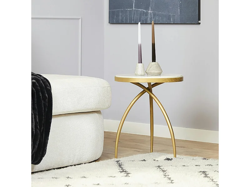 Bout de canapé design en marbre blanc DUOMO