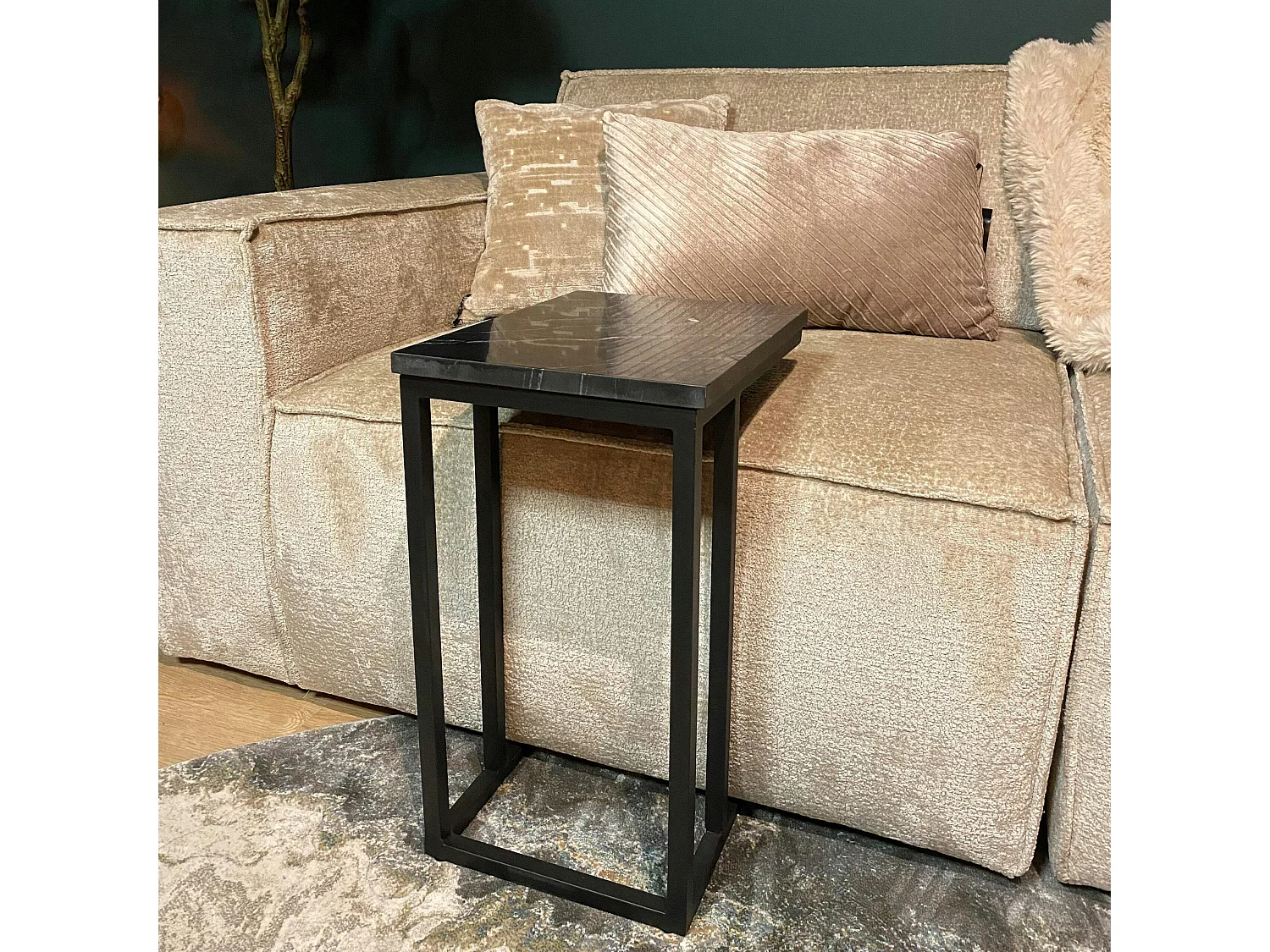 Table salon pour ordinateur en marbre noir DUOMO