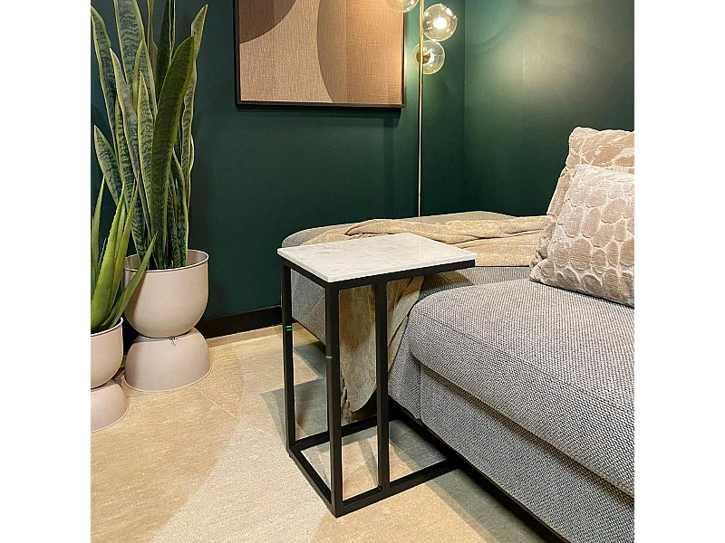 Table salon pour ordinateur en marbre blanc DUOMO