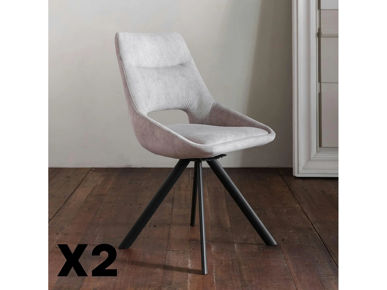 Chaise pivotante gris clair moderne (lot de 2) TREVI