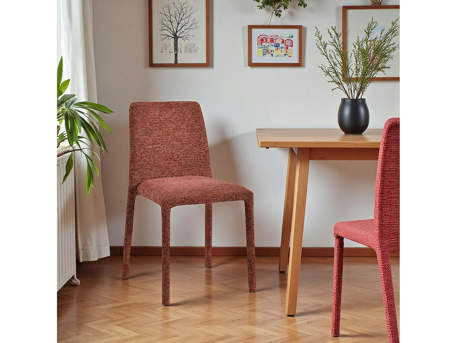 Chaise empilable bordeaux en tissu (lot de 2) ESSEN