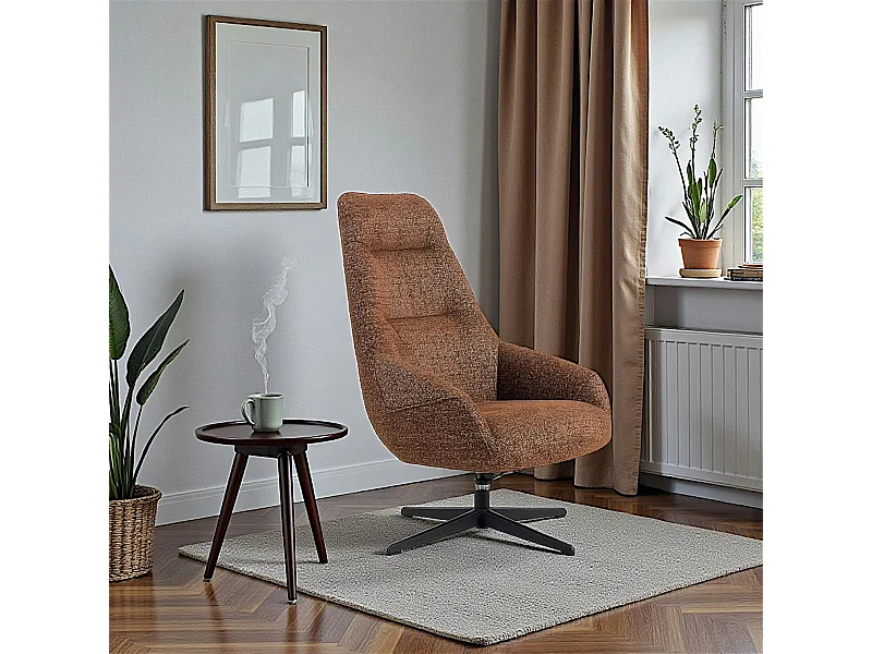 Fauteuil relax pivotant tissu terracotta IENA