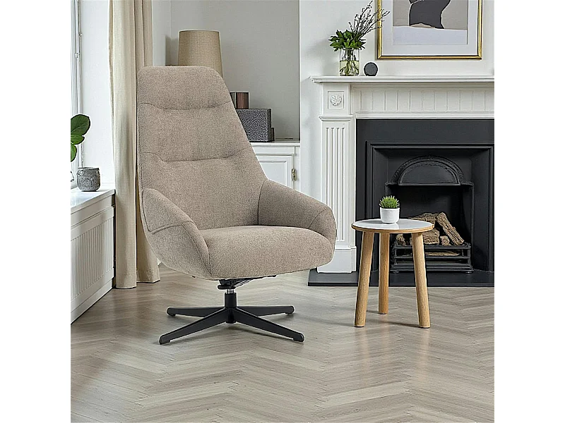 Fauteuil relax pivotant tissu taupe IENA