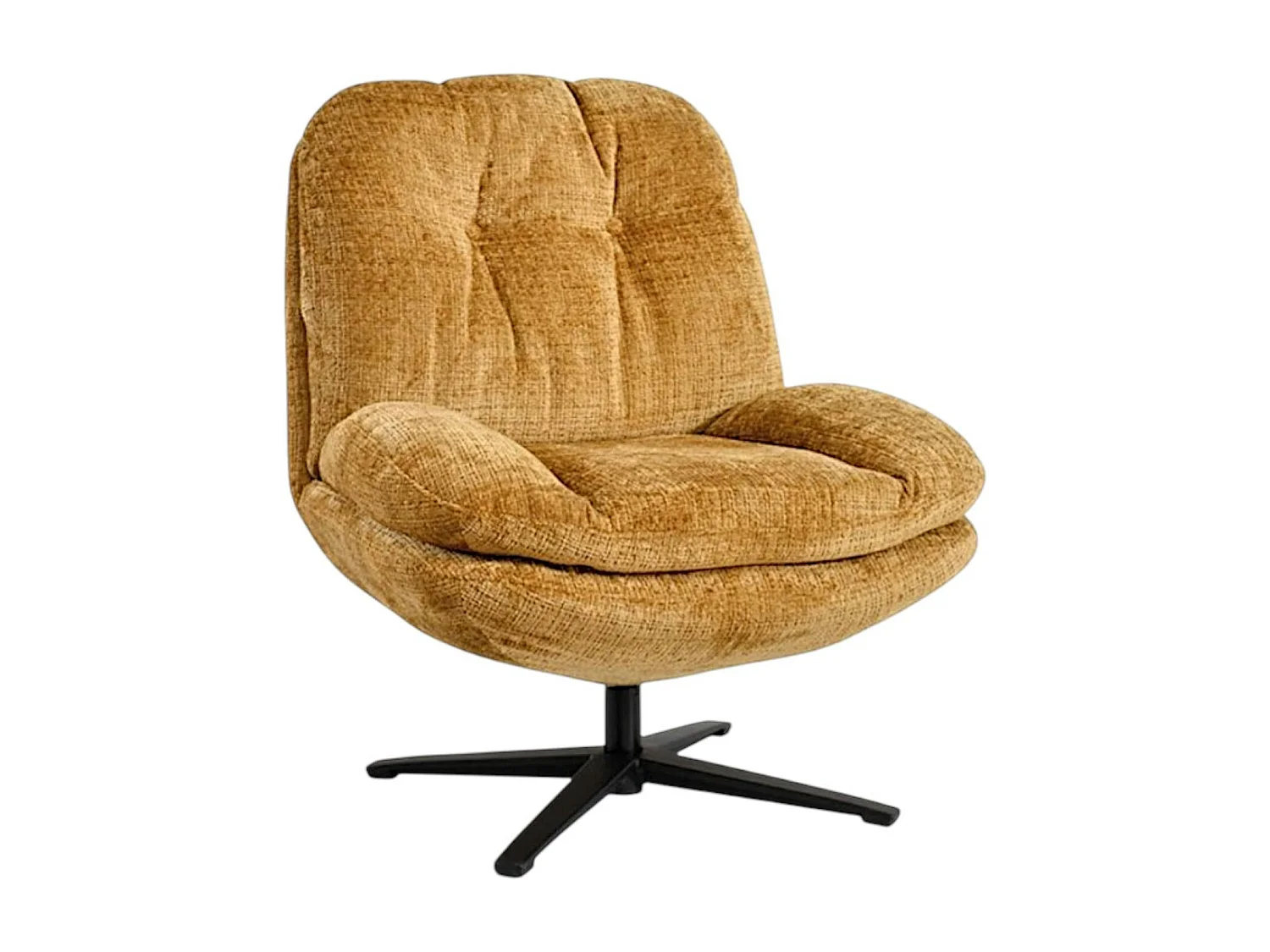 Fauteuil confort pivotant tissu doux moutarde IENA