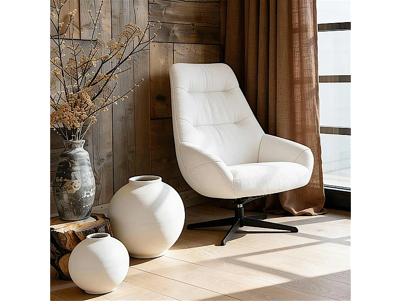 Fauteuil relax pivotant tissu écru IENA