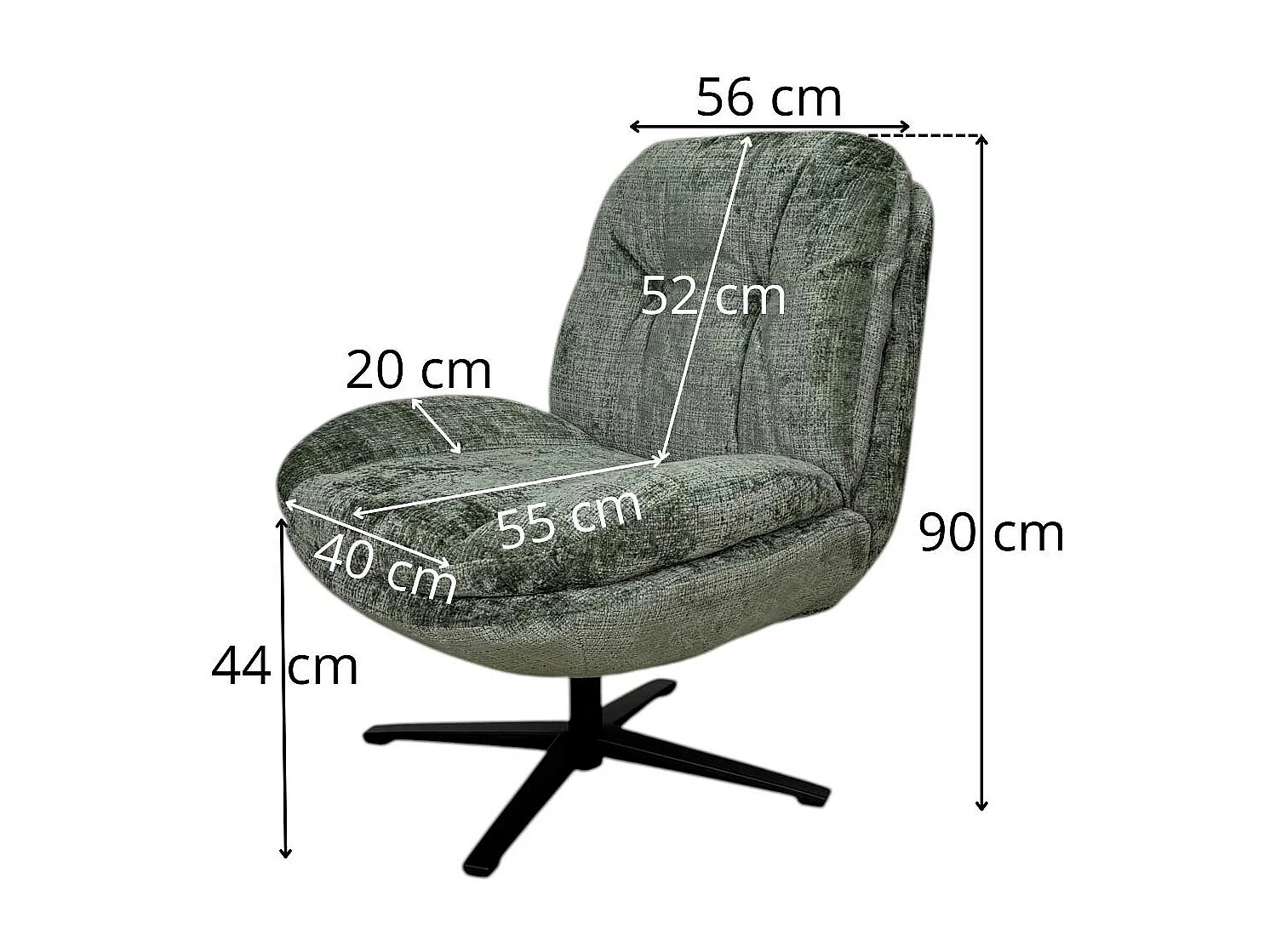 Fauteuil confort pivotant tissu doux écru IENA