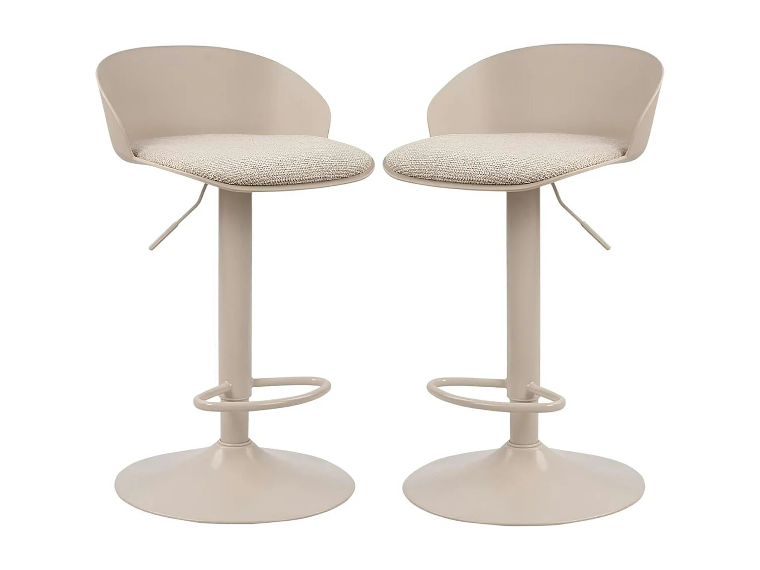 Tabouret de bar réglable métal et tissu beige (lot de 2) LEEDS