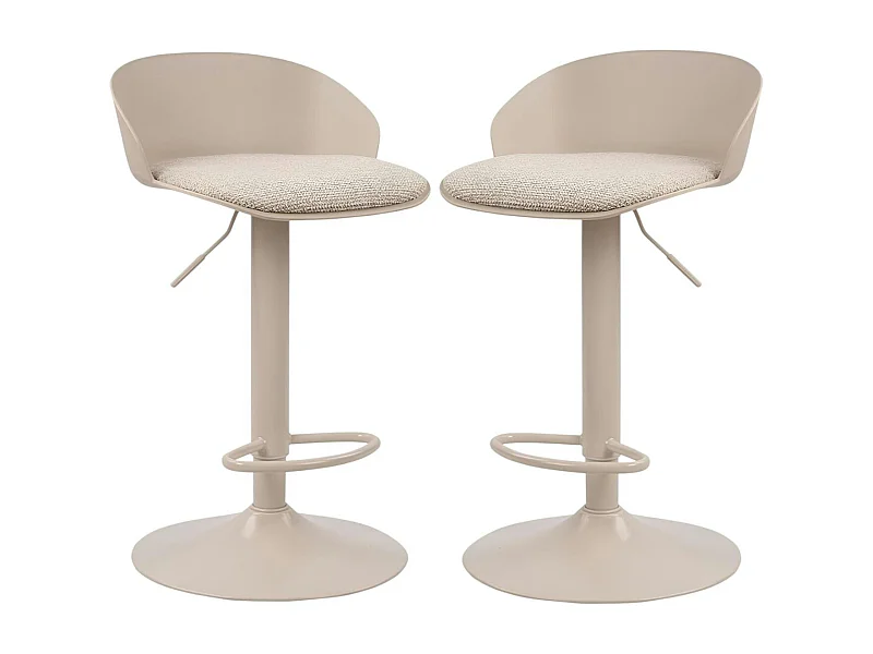 Tabouret de bar réglable métal et tissu beige (lot de 2) LEEDS