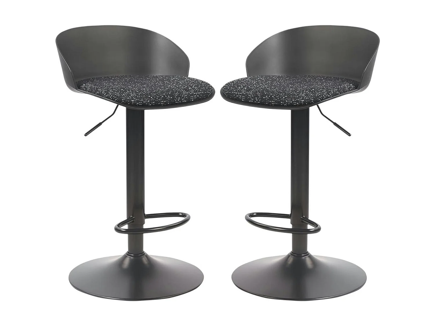 Tabouret de bar réglable métal et tissu noir (lot de 2) LEEDS