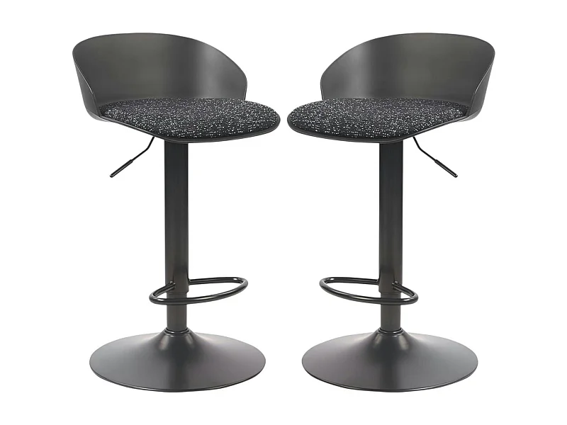 Tabouret de bar réglable métal et tissu noir (lot de 2) LEEDS