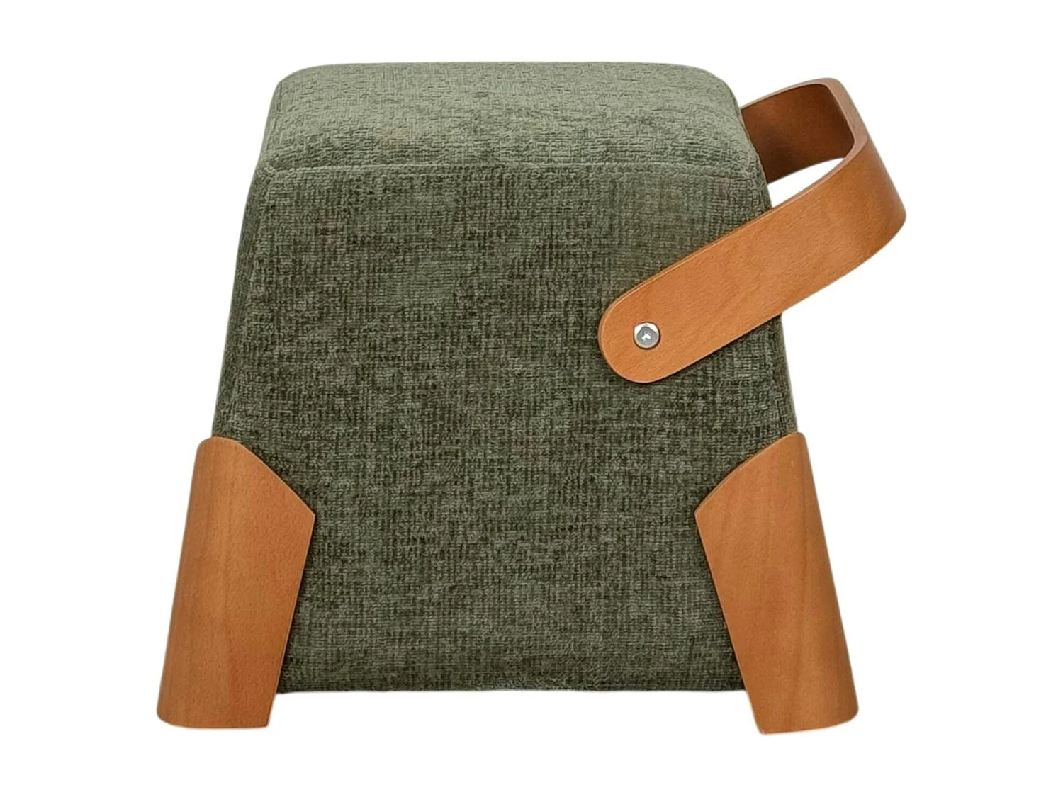 Pouf design kaki avec poignée en bois IENA