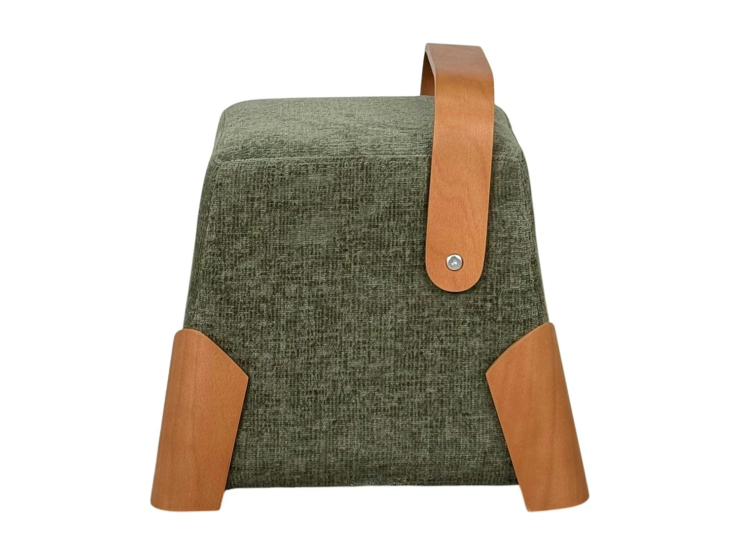 Pouf design kaki avec poignée en bois IENA