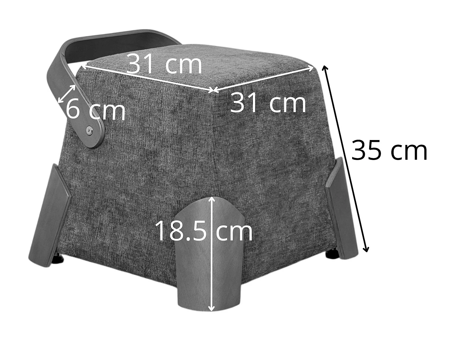 Pouf design kaki avec poignée en bois IENA