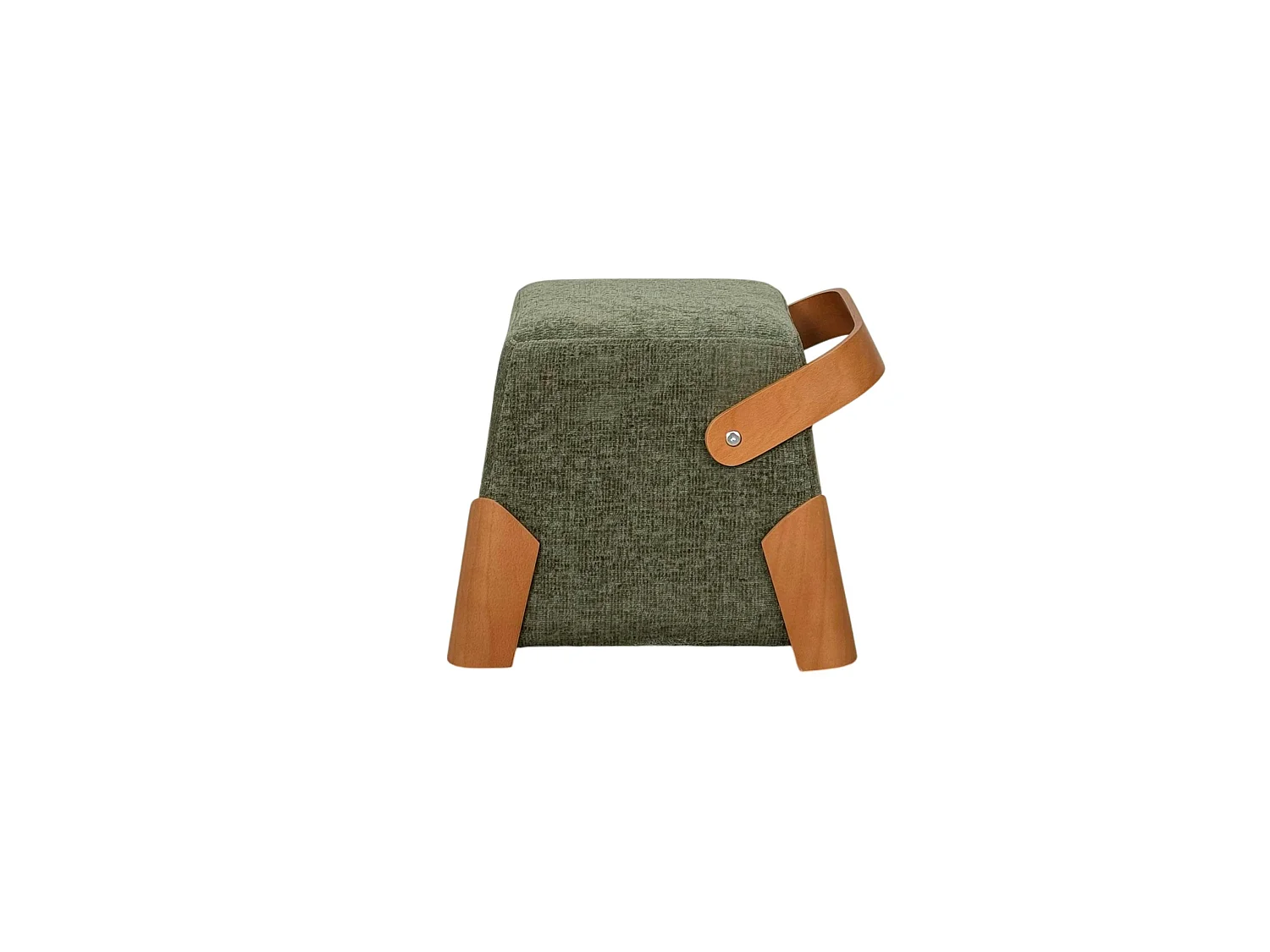 Pouf design kaki avec poignée en bois IENA