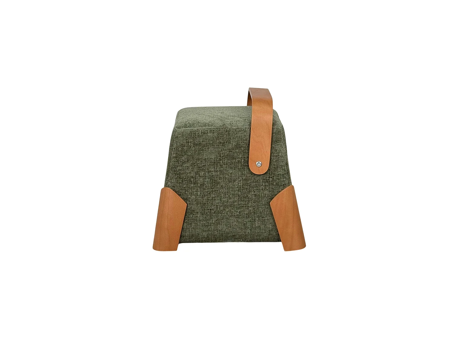 Pouf design kaki avec poignée en bois IENA