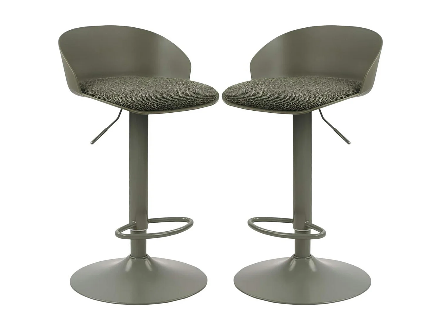 Tabouret de bar réglable métal et tissu vert (lot de 2) LEEDS