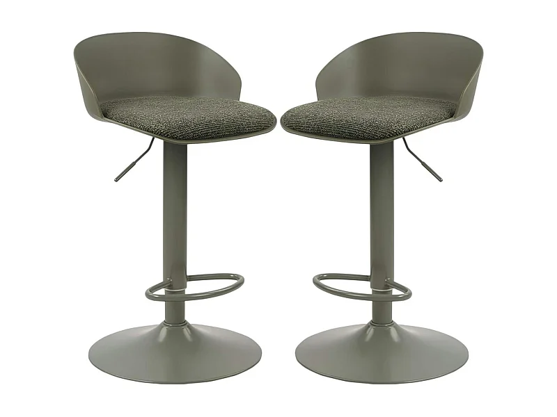 Tabouret de bar réglable métal et tissu vert (lot de 2) LEEDS