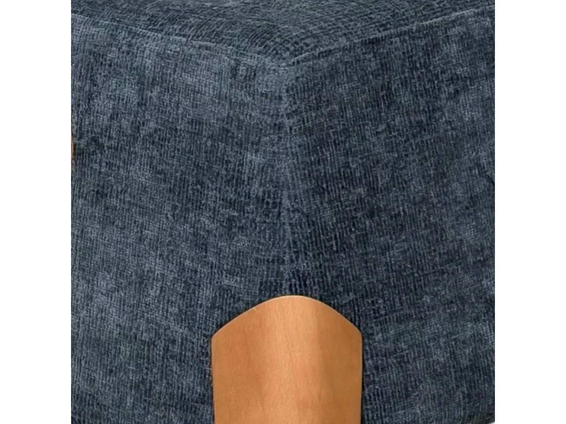 Pouf design bleu avec poignée en bois IENA