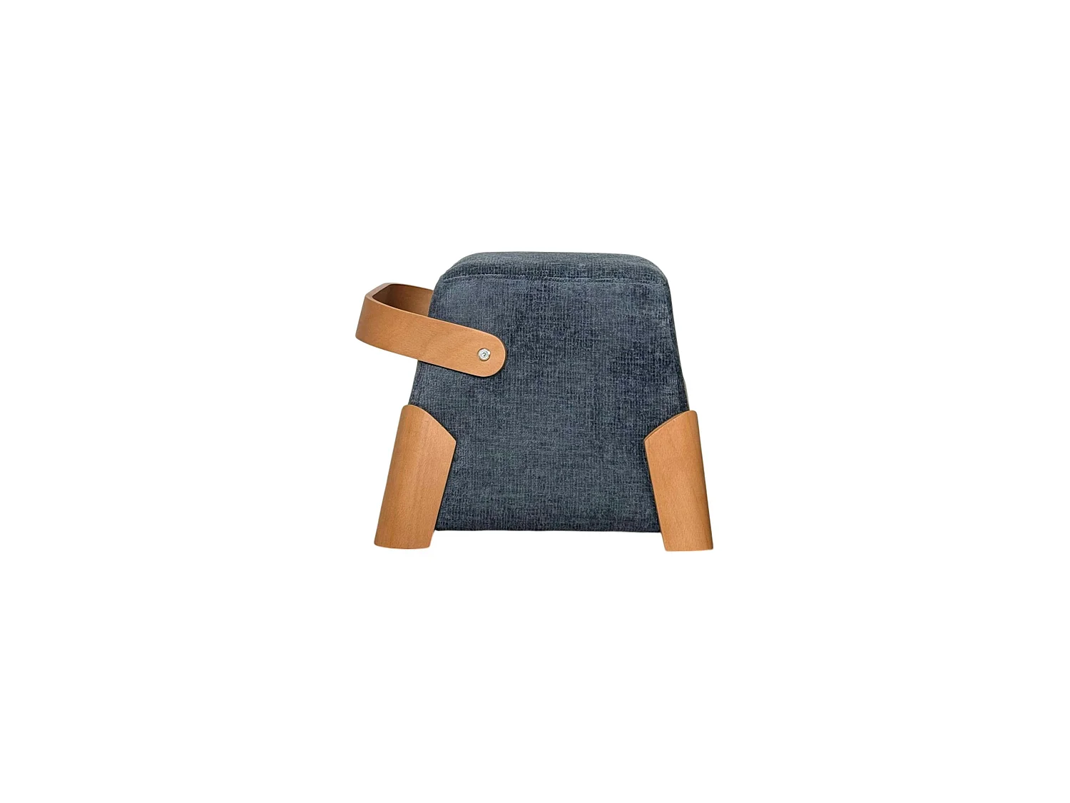 Pouf design bleu avec poignée en bois IENA