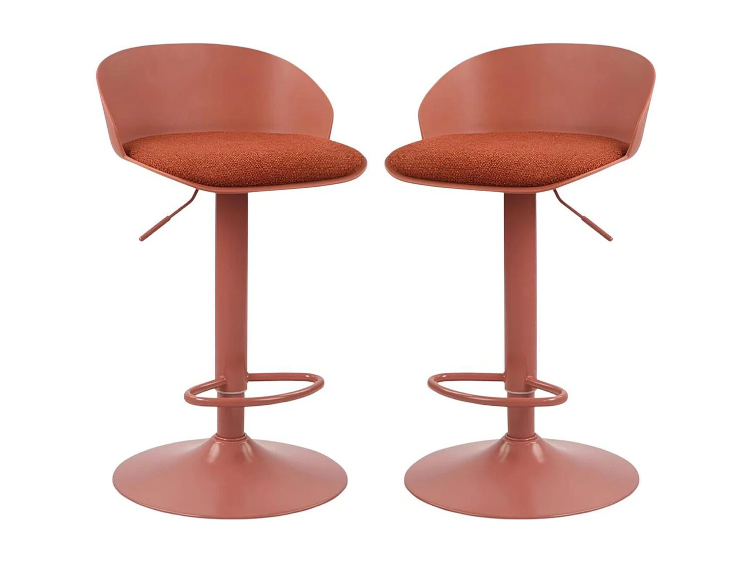 Tabouret de bar réglable métal et tissu terracotta (lot de 2) LEEDS