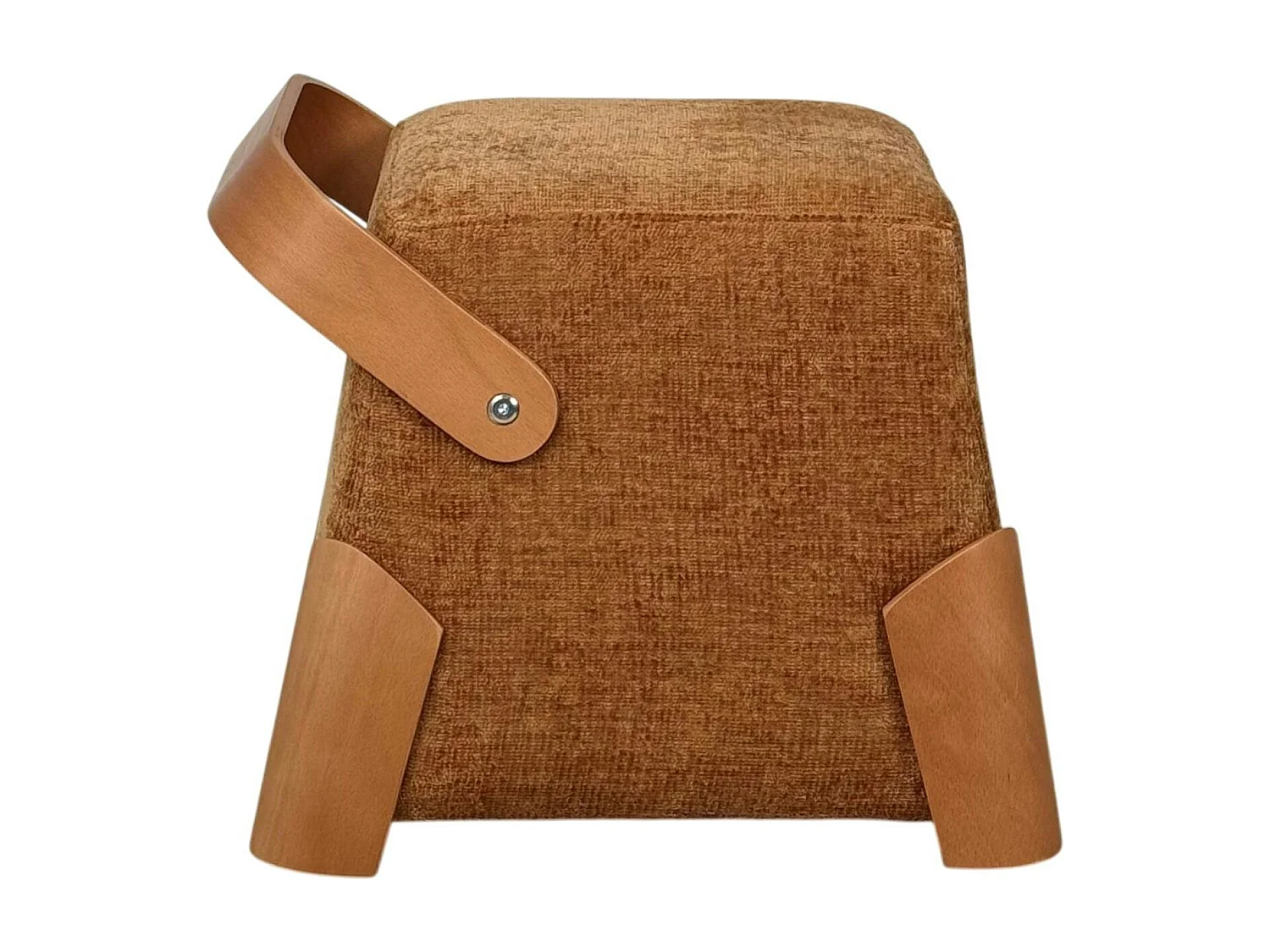 Pouf design moutarde avec poignée en bois IENA
