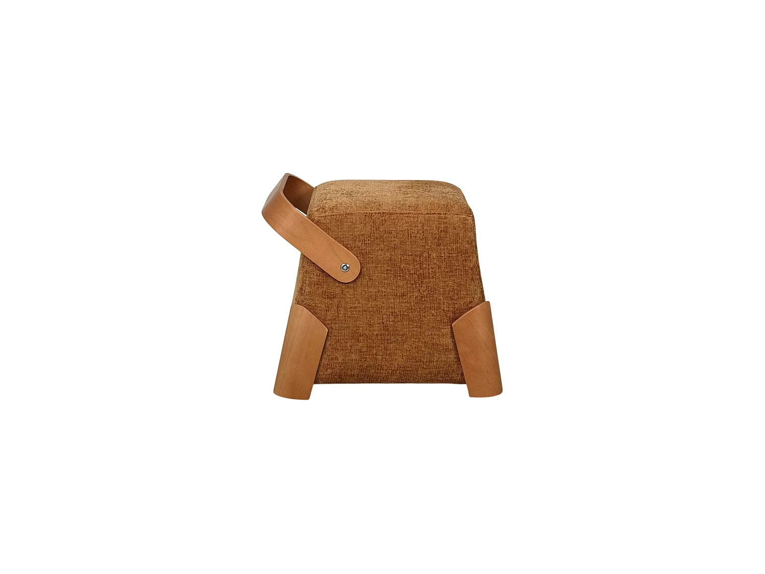 Pouf design moutarde avec poignée en bois IENA