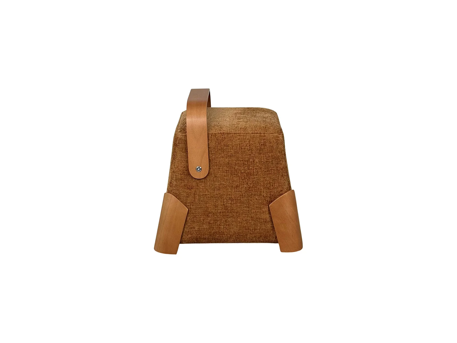 Pouf design moutarde avec poignée en bois IENA