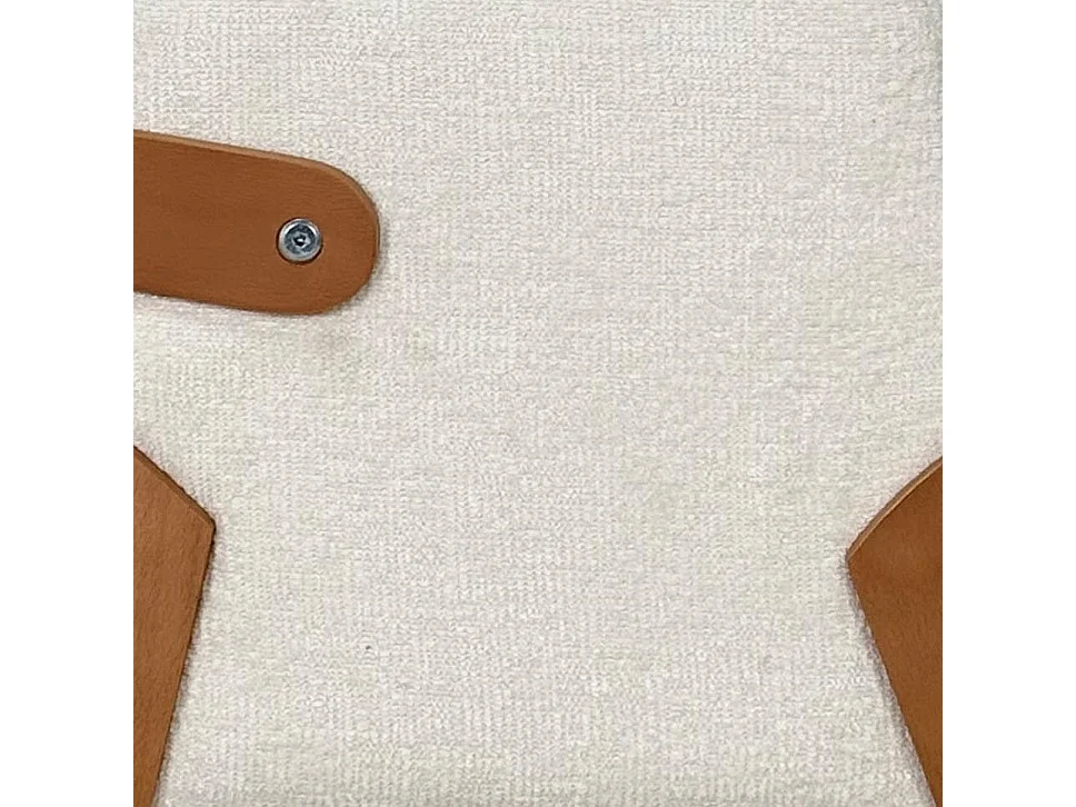 Pouf design blanc avec poignée en bois IENA