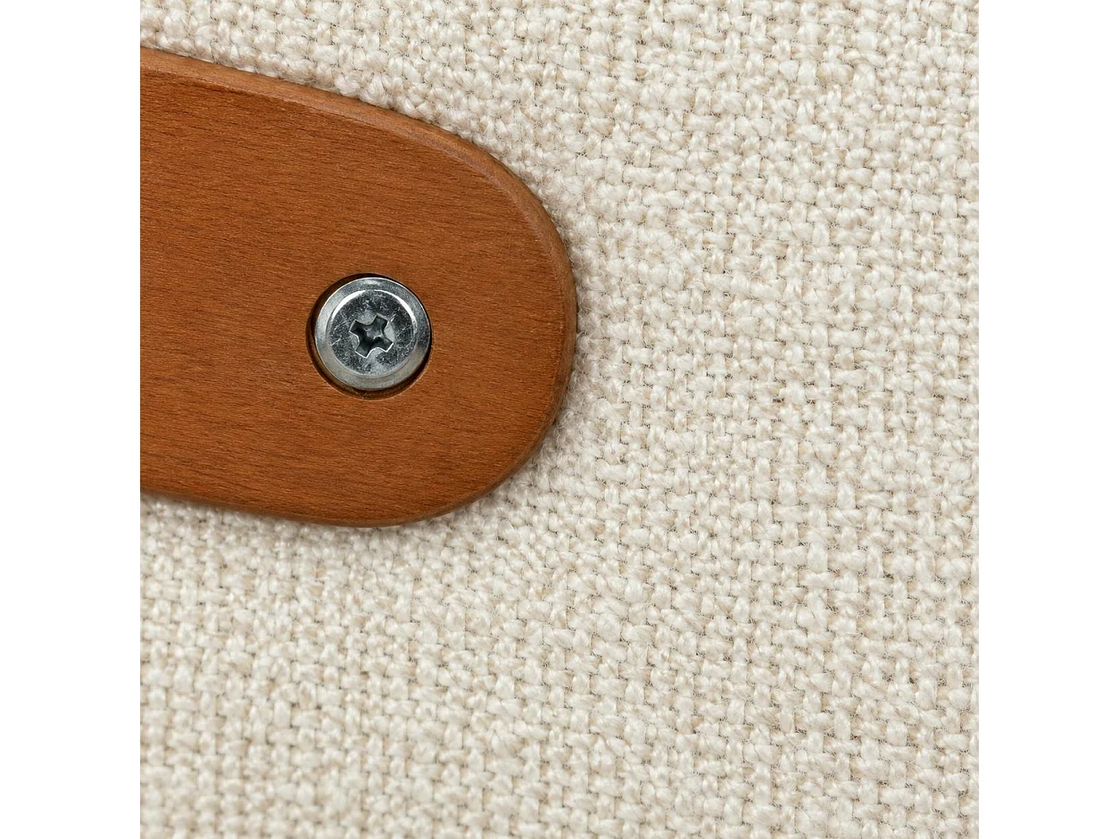 Pouf design blanc avec poignée en bois IENA
