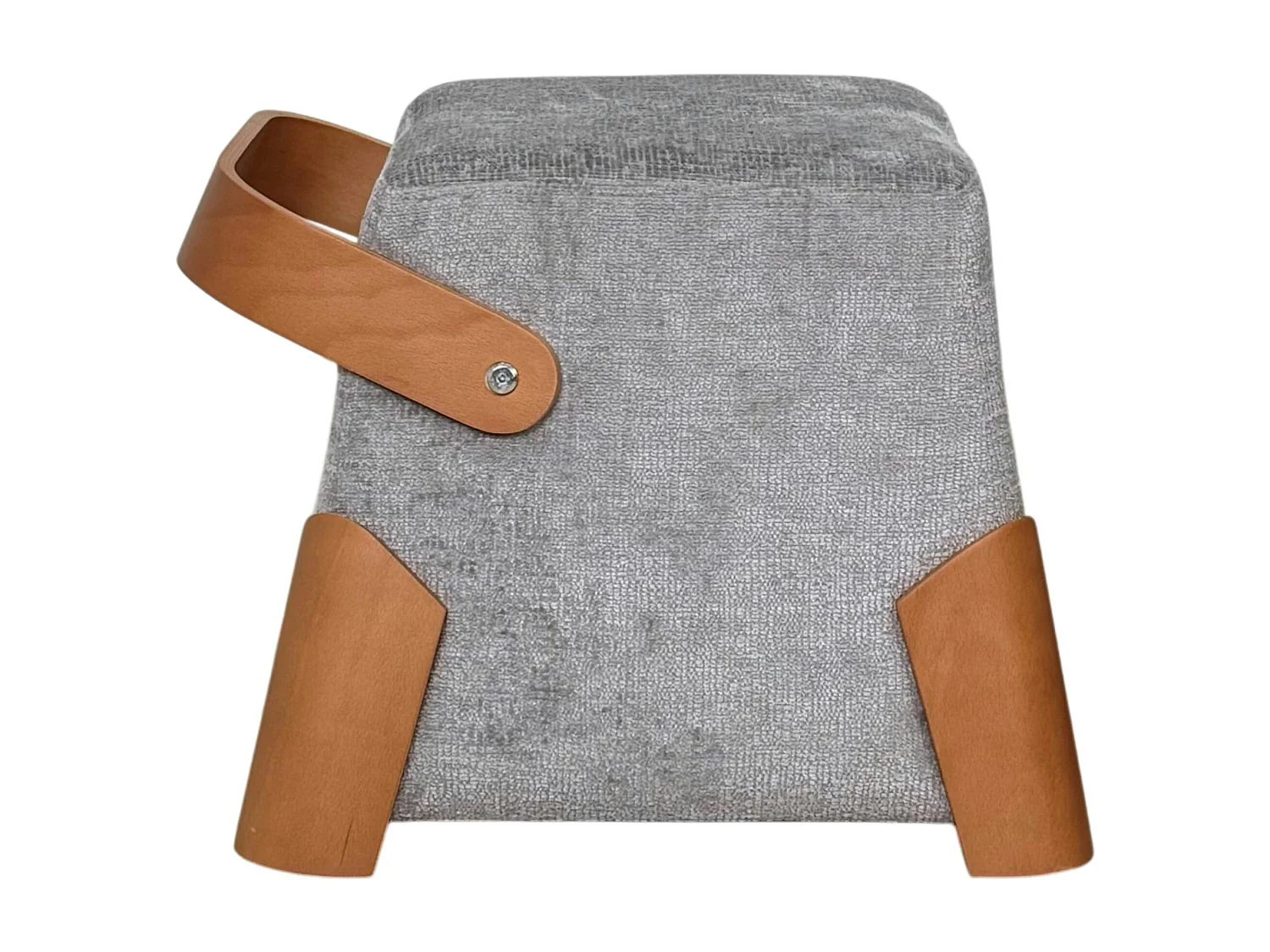 Pouf design gris avec poignée en bois IENA