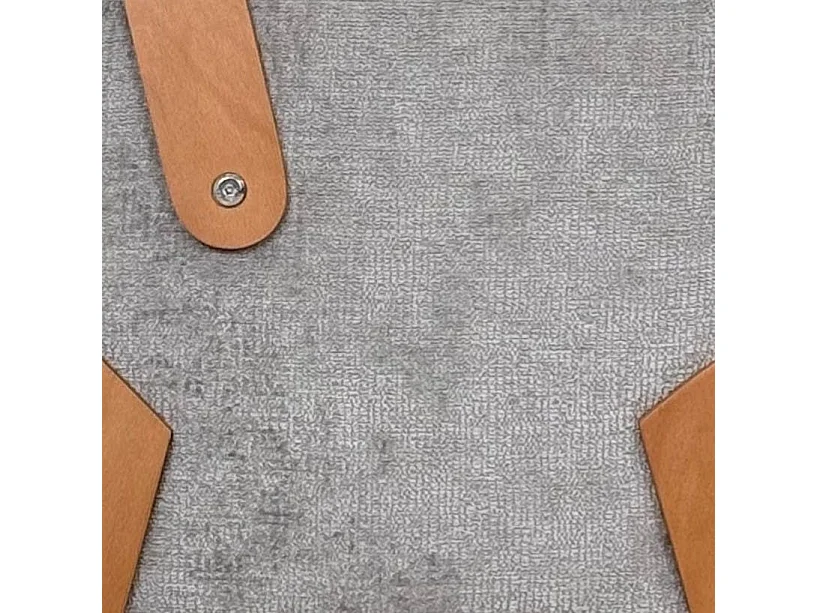 Pouf design gris avec poignée en bois IENA