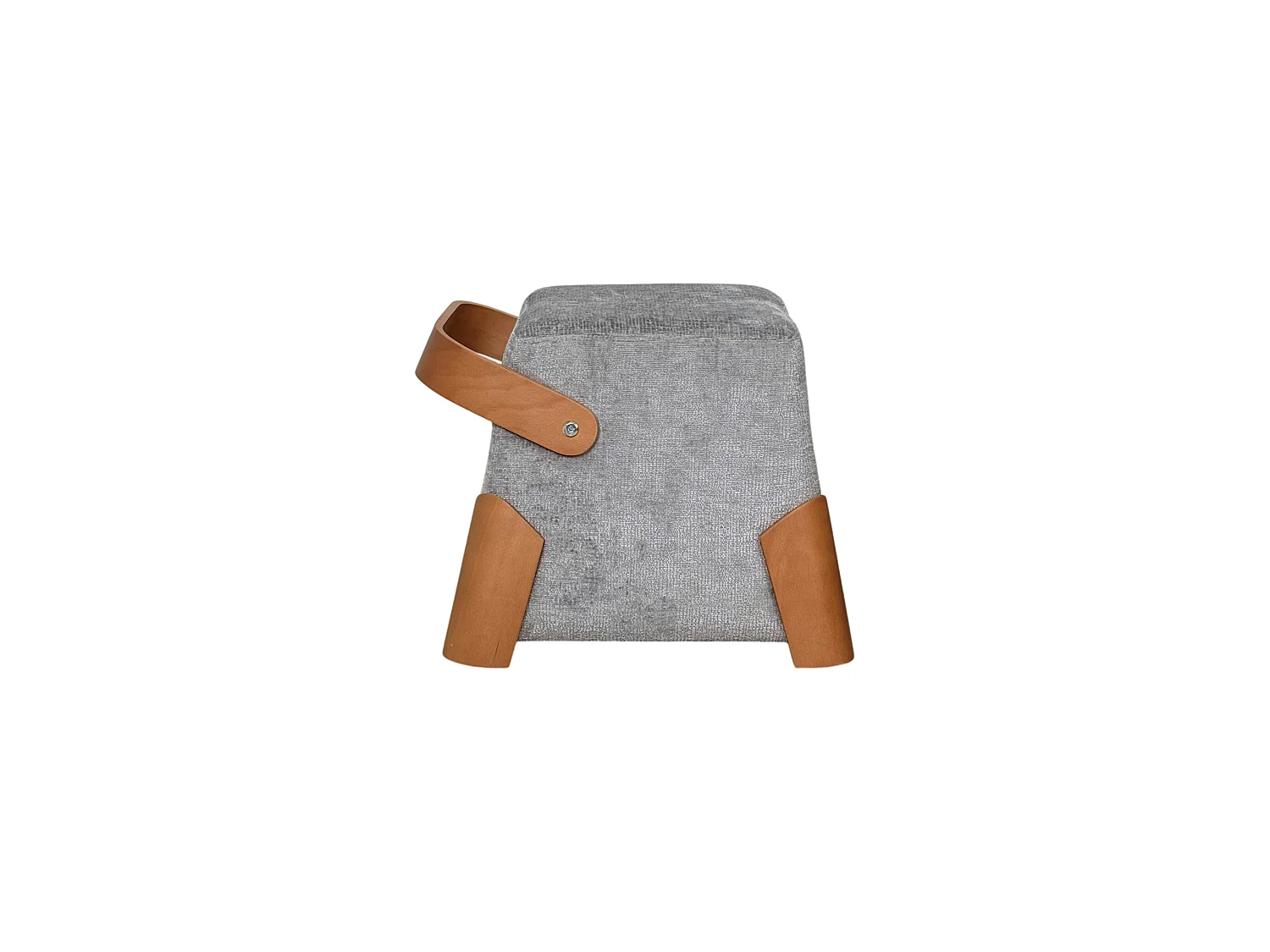 Pouf design gris avec poignée en bois IENA