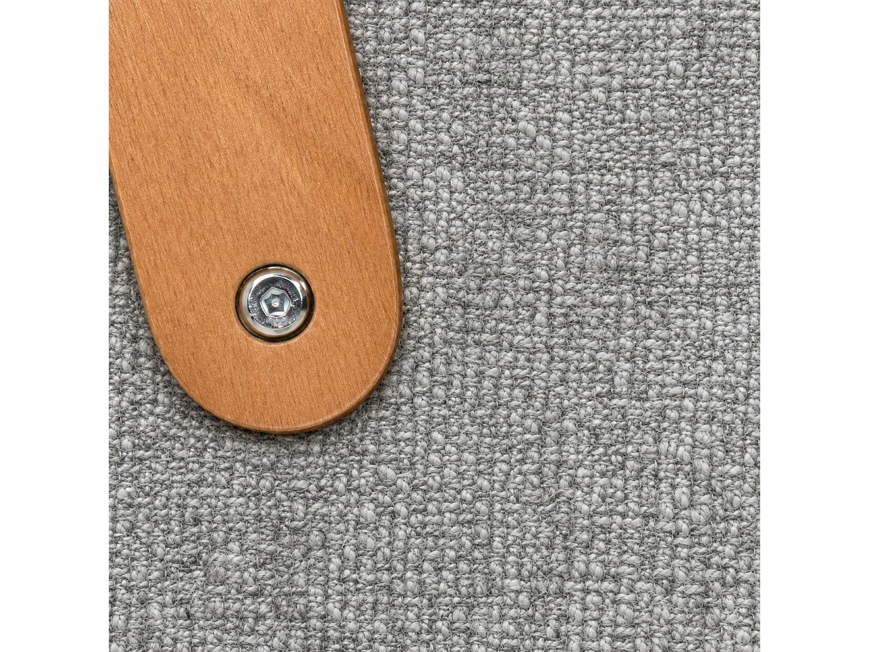 Pouf design gris avec poignée en bois IENA