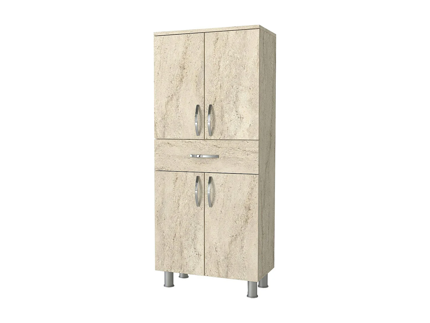 Meuble salle de bains effet travertin, 4 portes 1 tiroir JENA