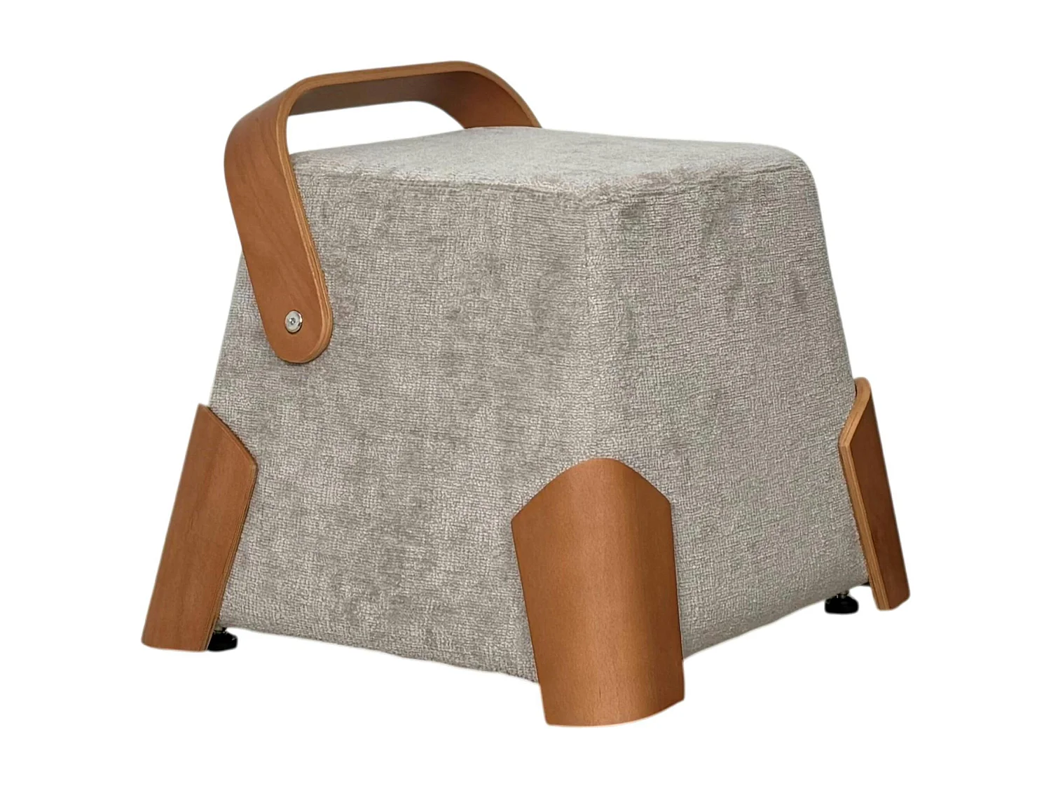 Pouf design cendre avec poignée en bois IENA