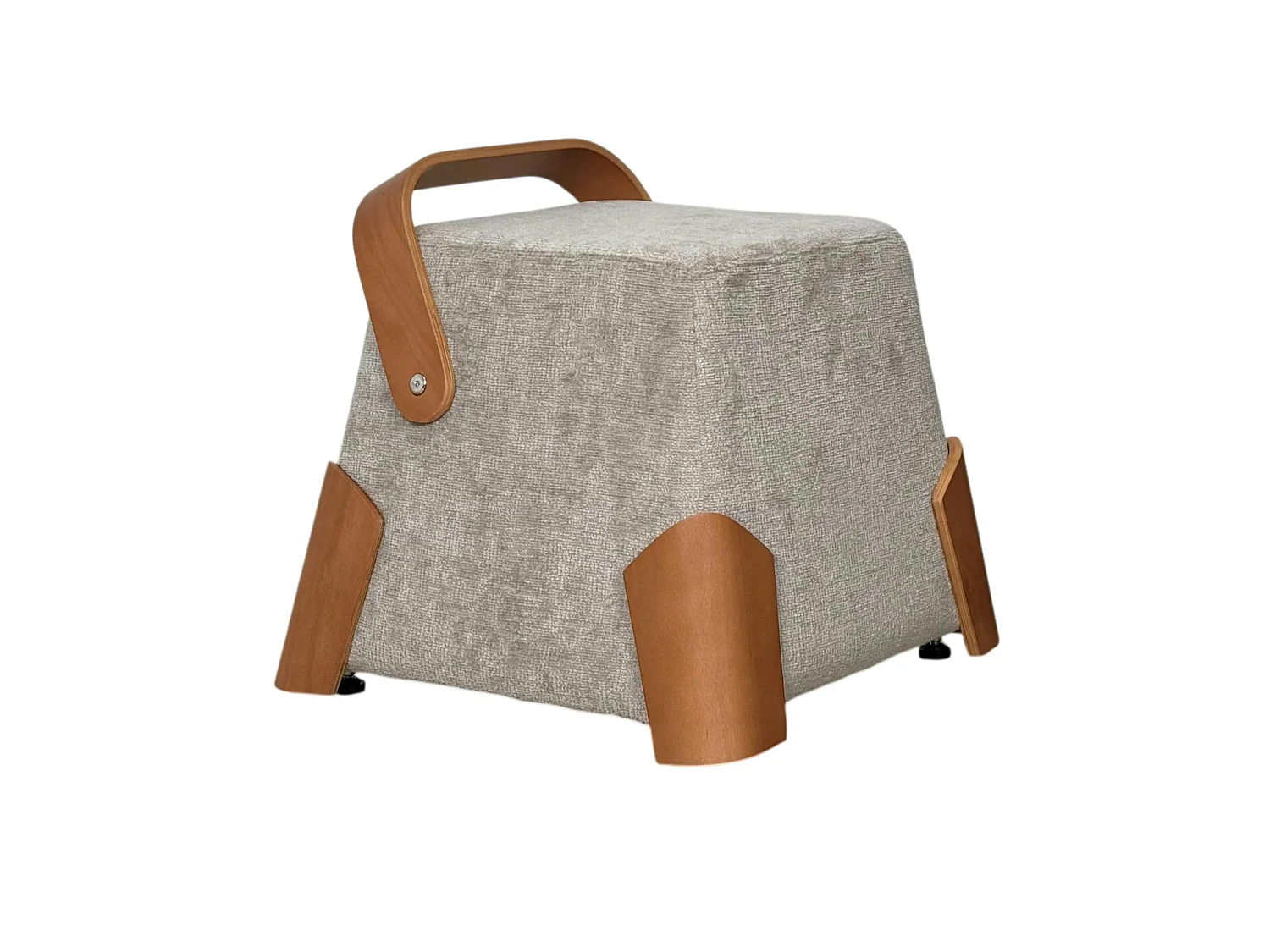 Pouf design cendre avec poignée en bois IENA