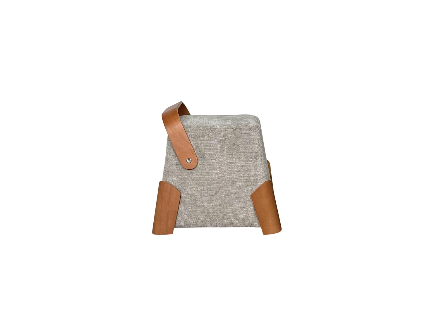Pouf design cendre avec poignée en bois IENA