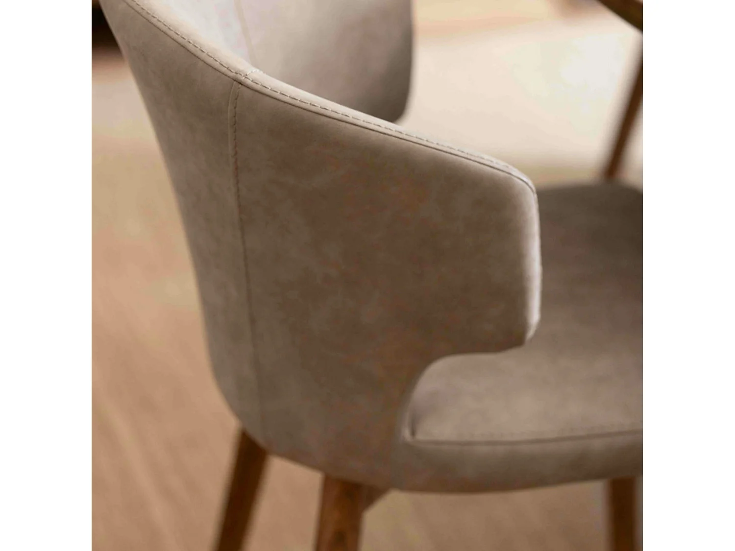 Chaise salle à manger taupe à pieds bois (lot de 2) KYOTO