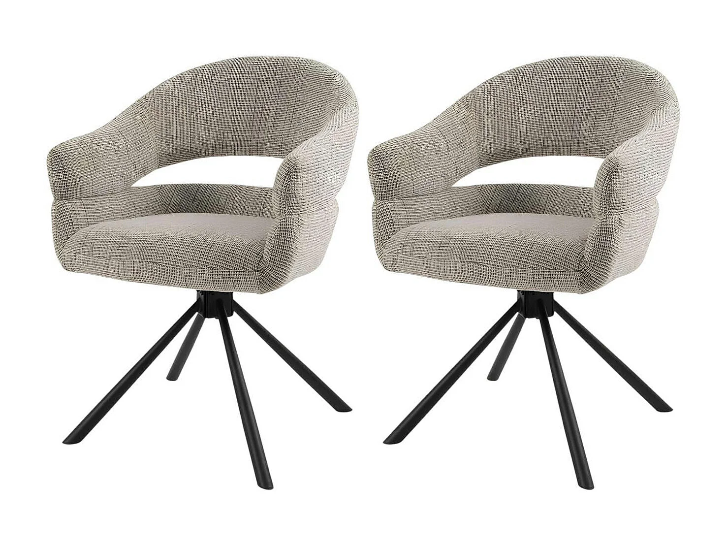 Fauteuil de table pivotant taupe à dos ouvert (lot de 2) IENA