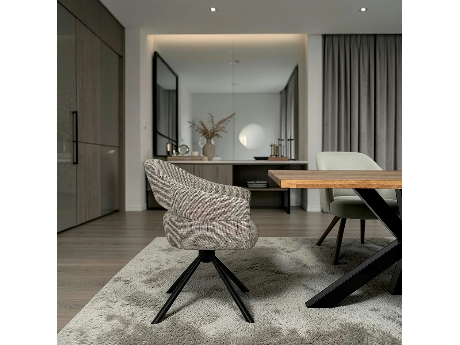 Fauteuil de table pivotant taupe à dos ouvert (lot de 2) IENA