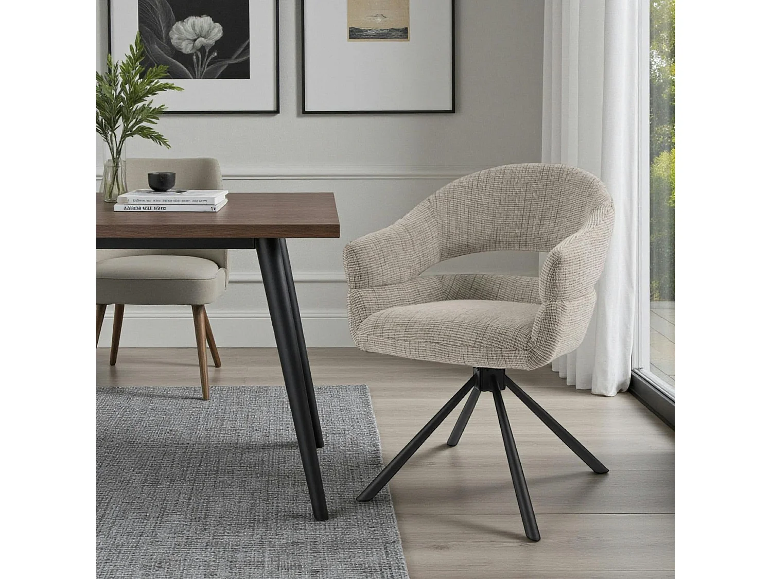 Fauteuil de table pivotant taupe à dos ouvert (lot de 2) IENA