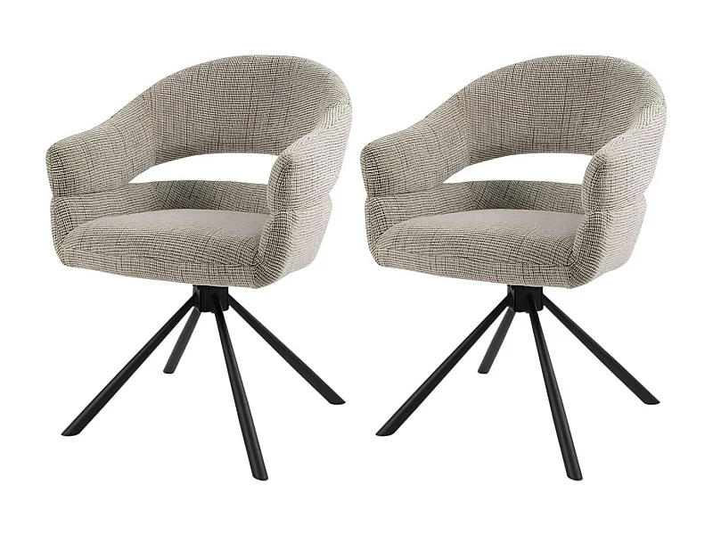 Fauteuil de table pivotant taupe à dos ouvert (lot de 2) IENA