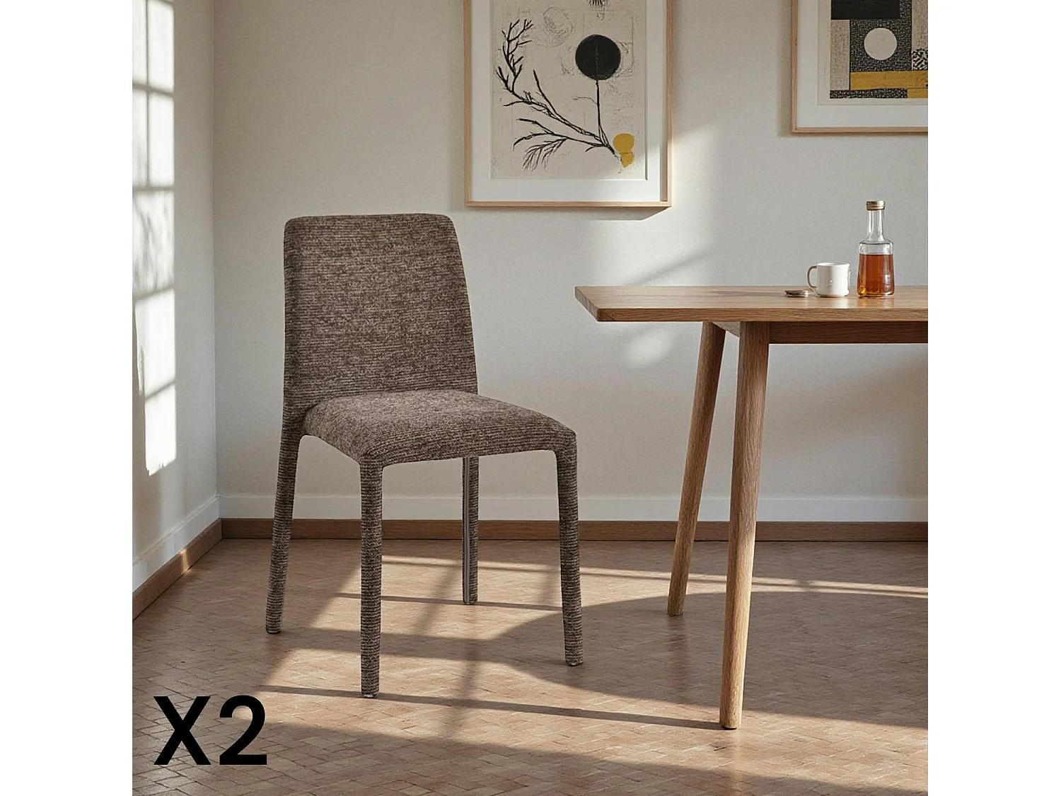 Chaise empilable marron en tissu (lot de 2) ESSEN