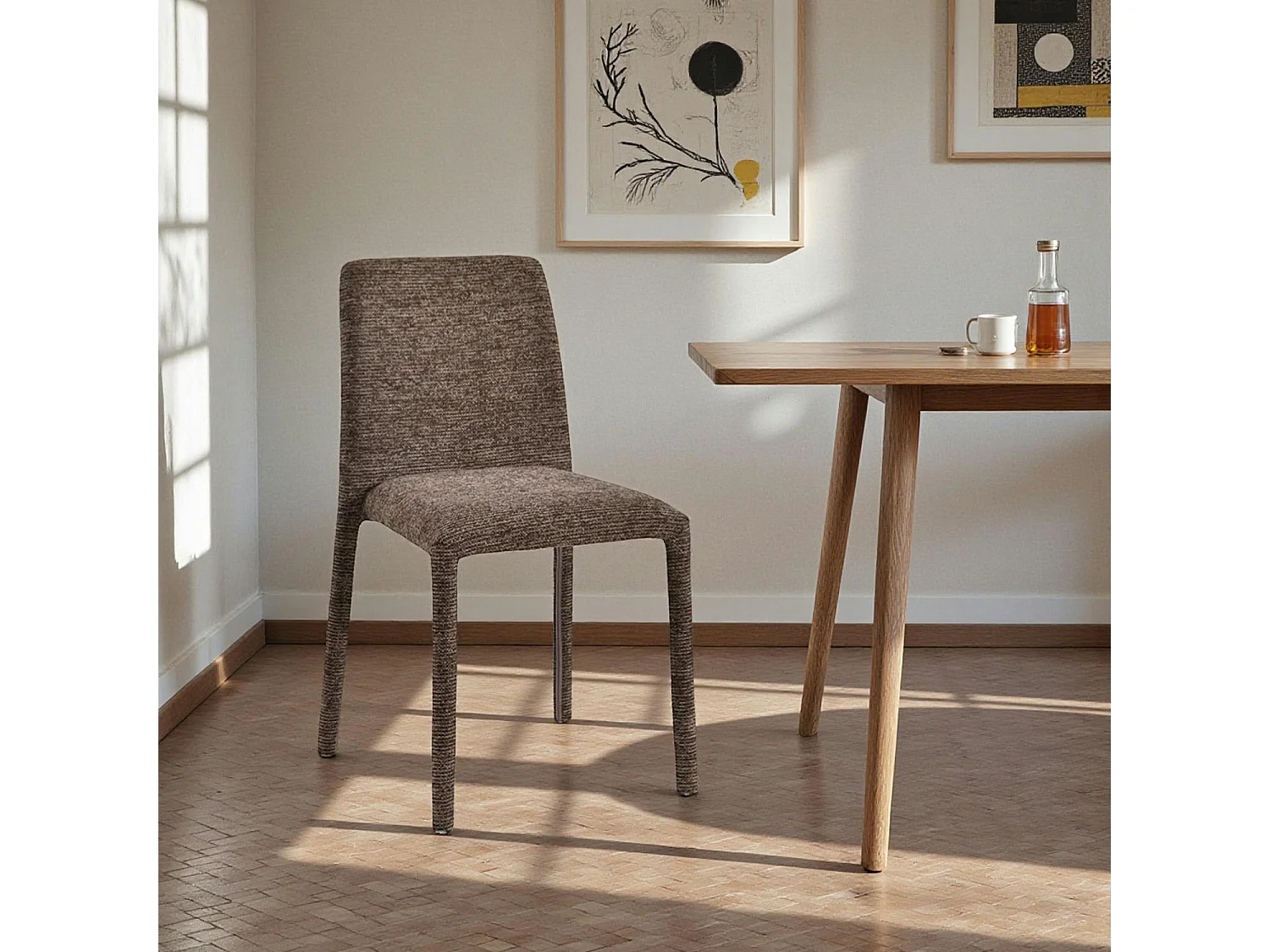 Chaise empilable marron en tissu (lot de 2) ESSEN