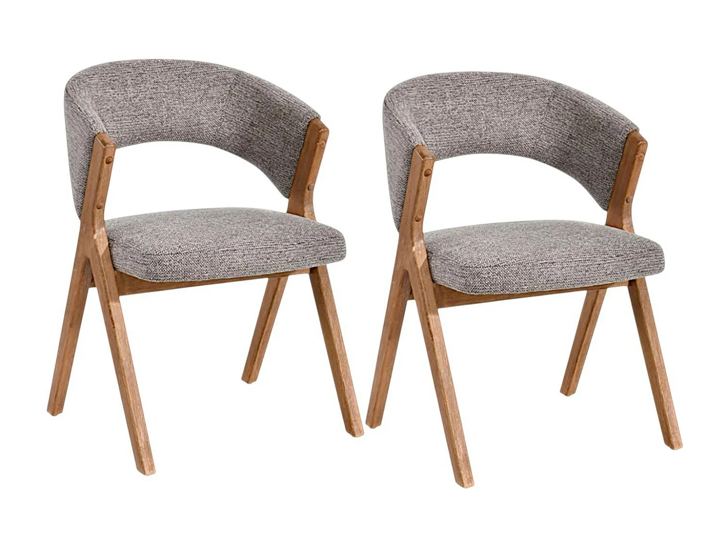 Chaise taupe bois et tissu, forme ronde (lot de 2) AGADE