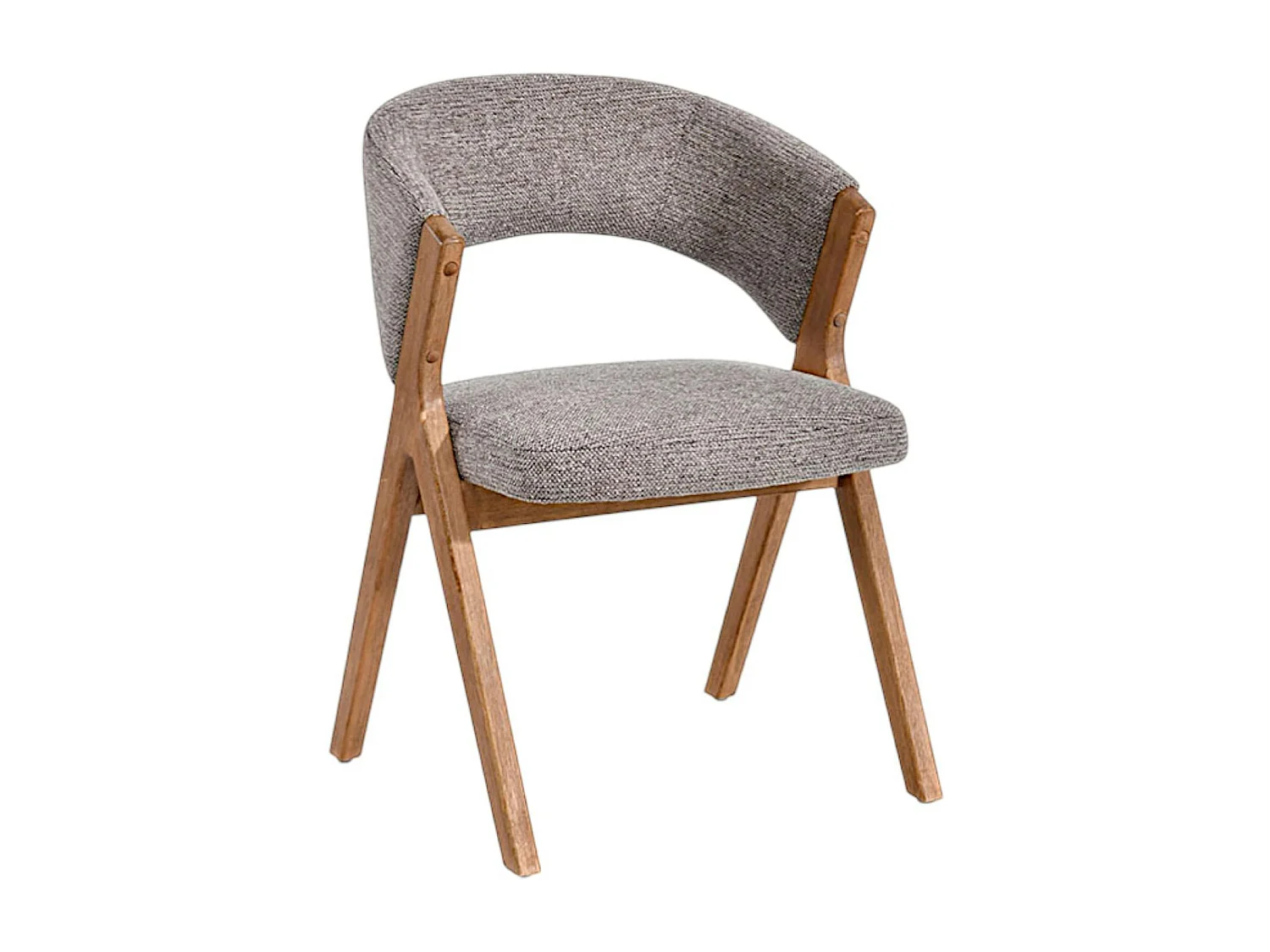 Chaise taupe bois et tissu, forme ronde (lot de 2) AGADE