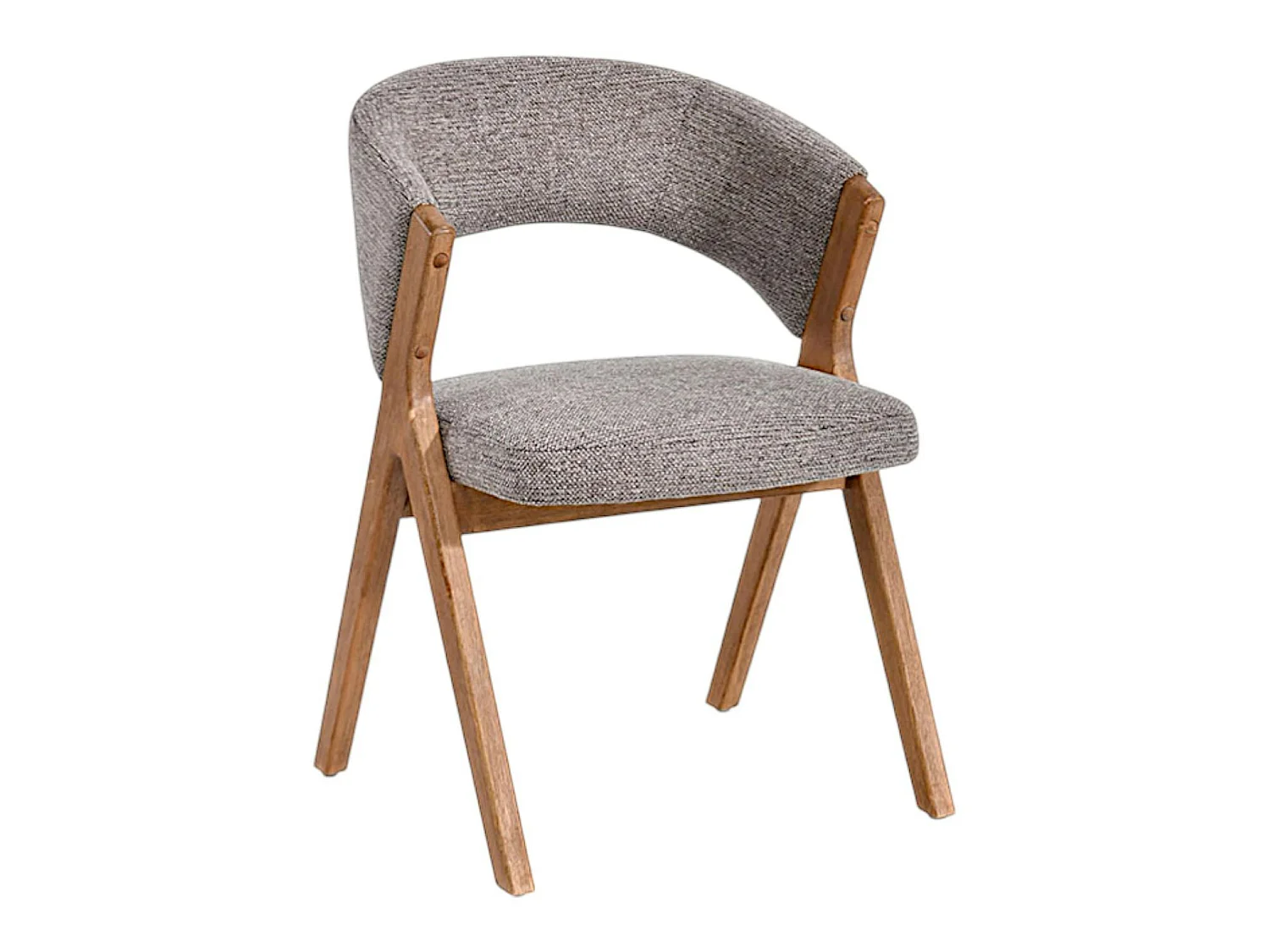 Chaise taupe bois et tissu, forme ronde (lot de 2) AGADE
